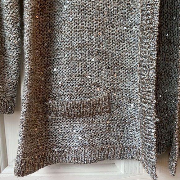 Woolworths Women’s knit sequins cropped Open Front Cardigan Small beige - Picture 3 of 6